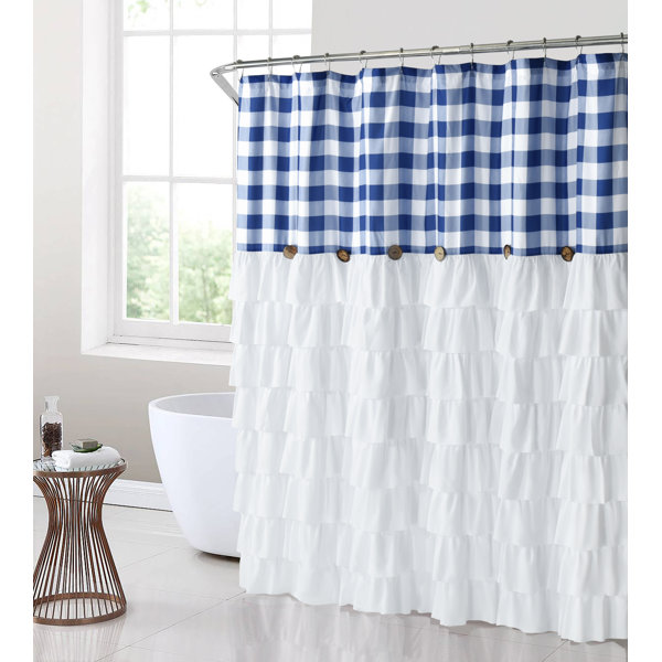Gracie Oaks Ivoryanna Gingham Shower Curtain Wayfair